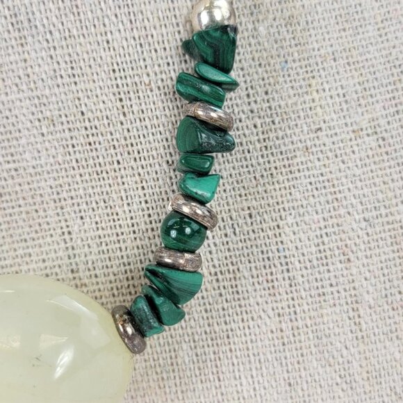 TC 20 Mexico Sterling Silver 925 Jade and Malachite Necklace 16 in Toggle Clasp - Picture 3 of 11